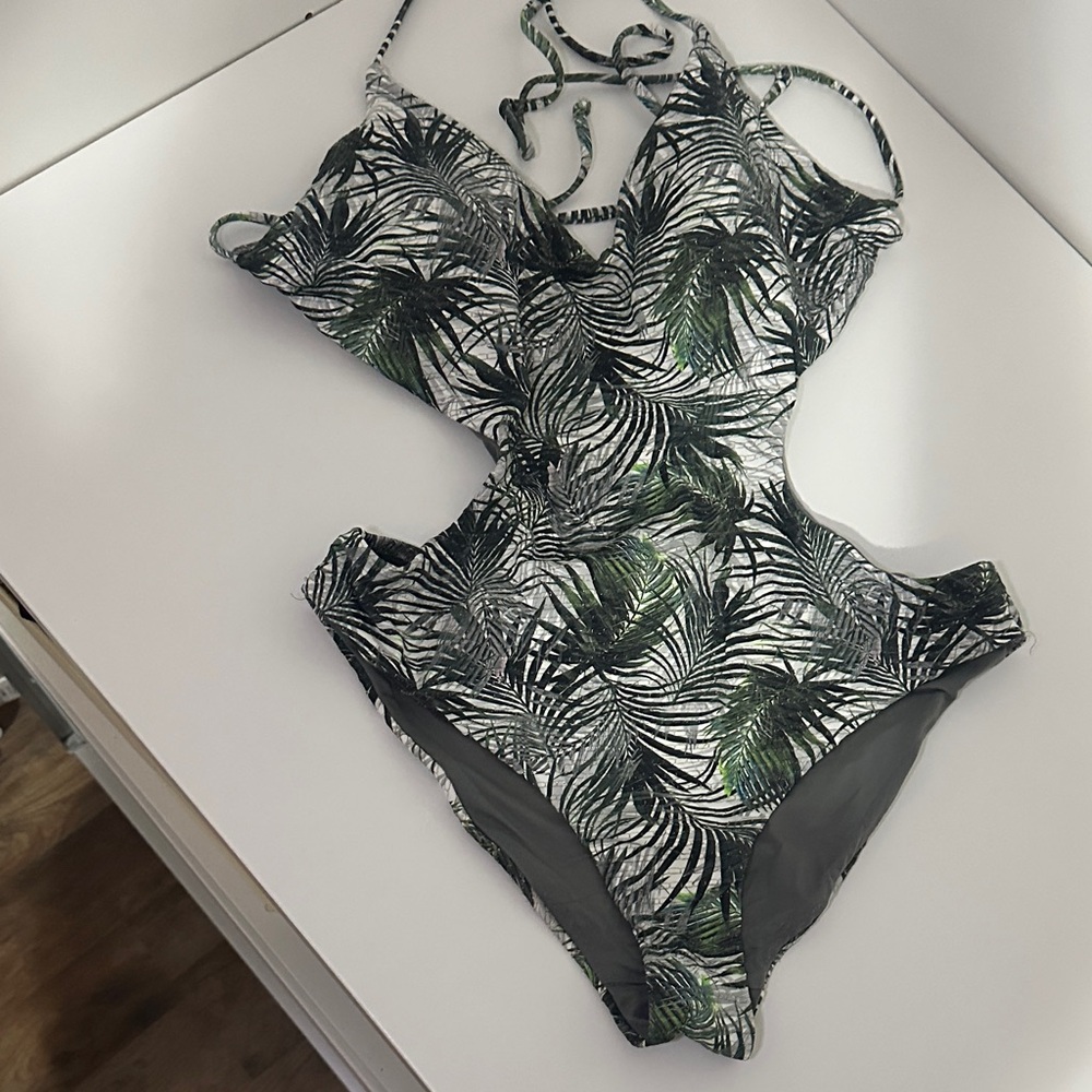 Leaf Pattern Kids One Piece Swimsuit